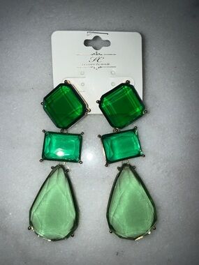Green Multi-Stone Drop Earrings